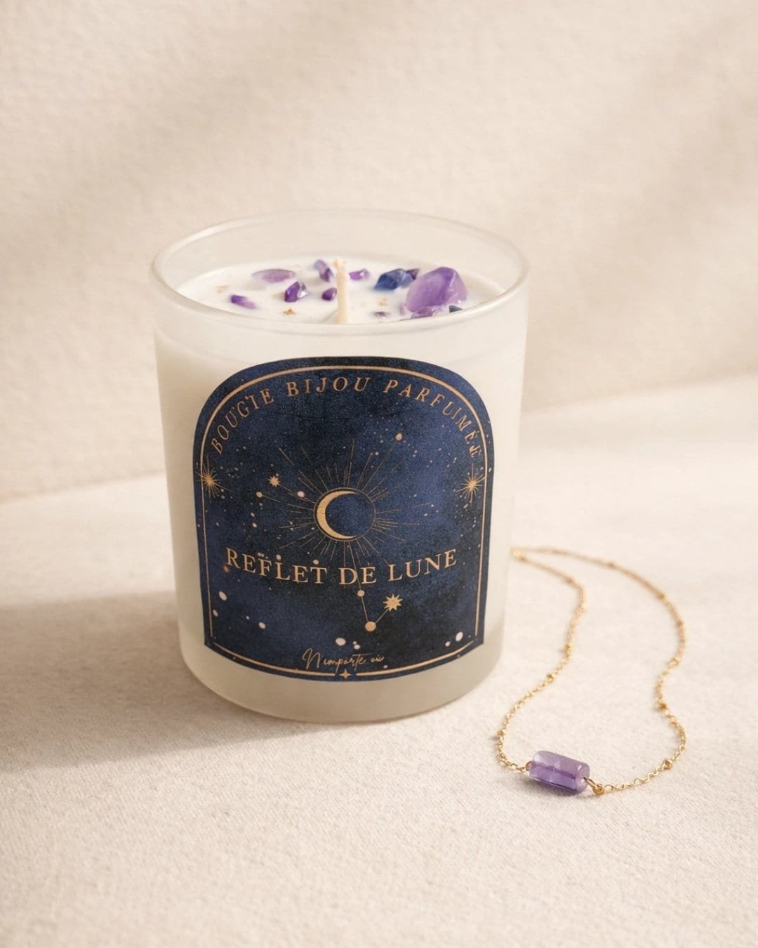 Bougie bijou parfumée Reflet de Lune - Pierres naturelles - Fait Main - Niõ par N'importe où Bougie bijou parfumée Reflet de Lune - Pierres naturelles - Fait Main - Niõ par N'importe où