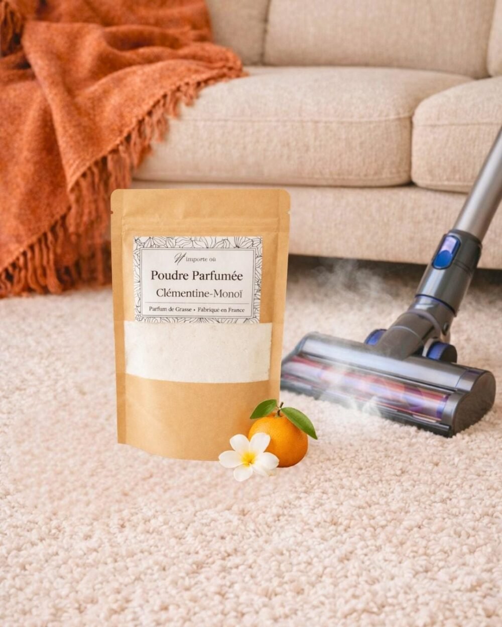 Poudre parfumée pour aspirateur - Clémentine-Monoï - Désodorisant naturel - Niõ Poudre parfumée pour aspirateur - Clémentine-Monoï - Désodorisant naturel - Niõ