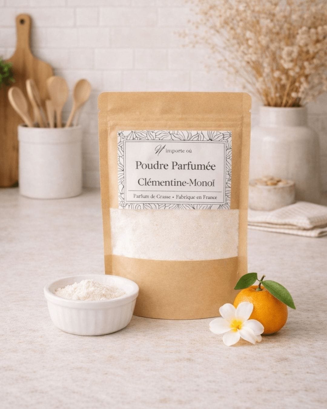 Poudre parfumée pour aspirateur - Clémentine-Monoï - Désodorisant naturel exotique - Niõ