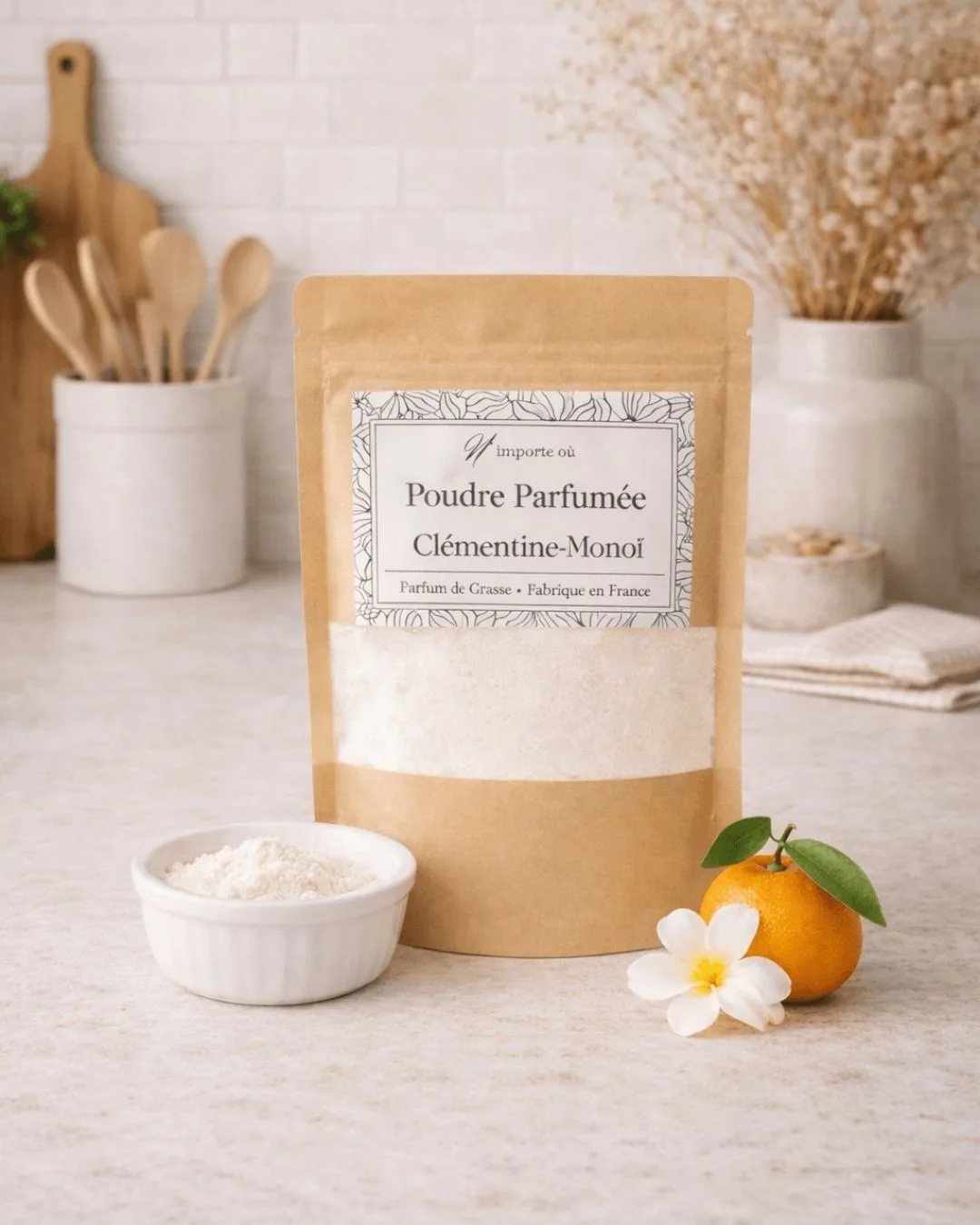 Poudre parfumée pour aspirateur - Clémentine-Monoï - Désodorisant naturel exotique - Niõ