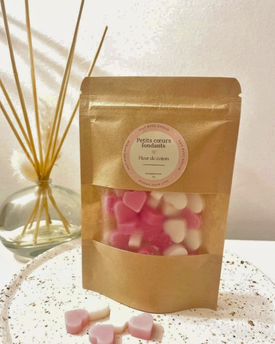 mini fondants en cire végétale parfumée - Petits coeurs fondants - Niõ