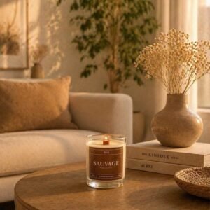 Bougie parfumée idéale pour la décoration intérieure - SAUVAGE - Niõ par N'importe où Bougie parfumée SAUVAGE – Esprit aventurier | Accords aromatiques et boisés