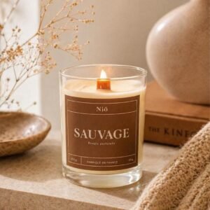 Bougie parfumée naturelle Premium - SAUVAGE - cire végétale et mèche en bois - Niõ par N'importe où Bougie parfumée naturelle Premium - SAUVAGE - cire végétale et mèche en bois - Niõ par N'importe où