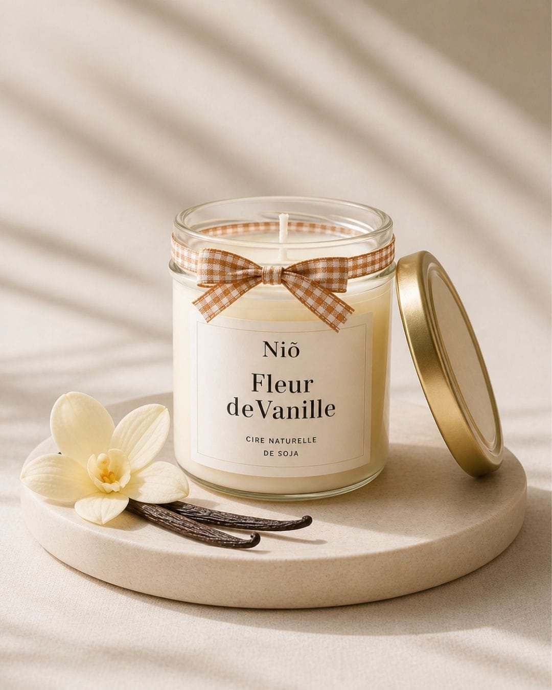 bougie parfumée Fleur de Vanille - collection Bohème - Fait Main - Niõ par N'import où Bougie Parfumée Fleur de Vanille - Collection Bohème