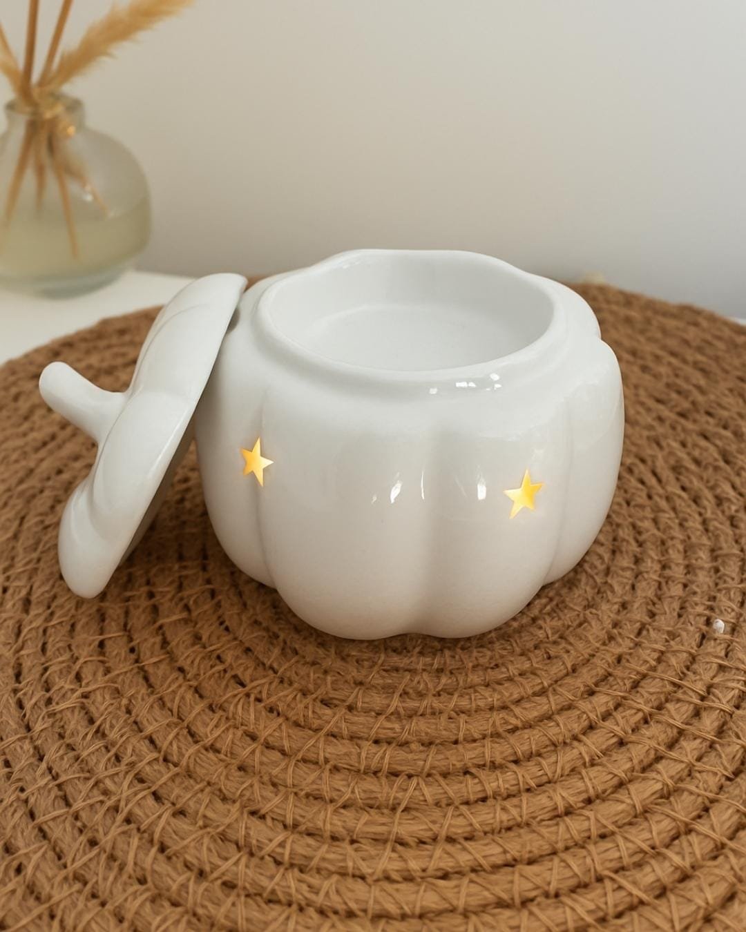 Brûle-parfum Citrouille Blanche en céramique - objet déco automne idéal - Niõ