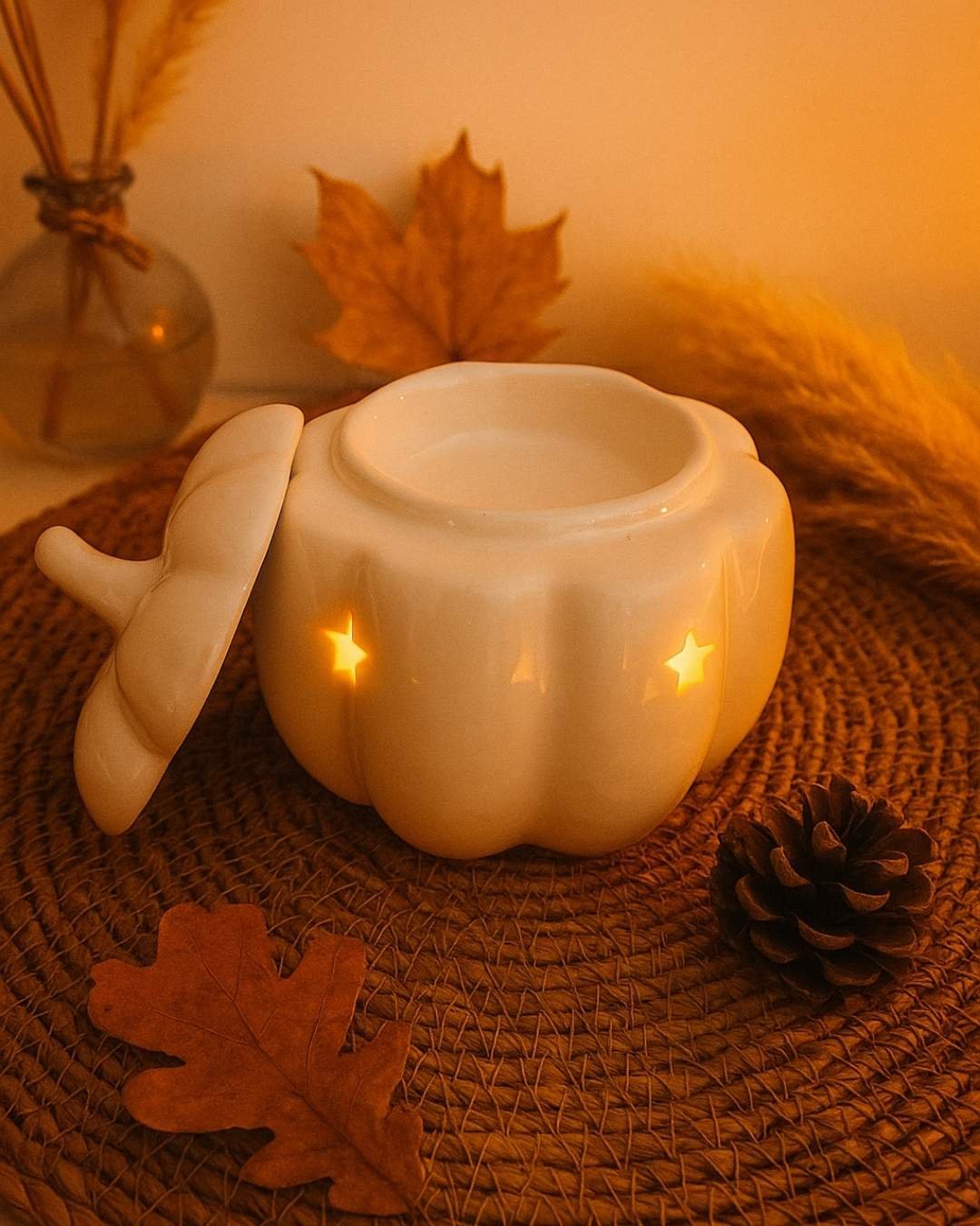 Brûle-parfum Citrouille Blanche en céramique | Cocooning d'Automne