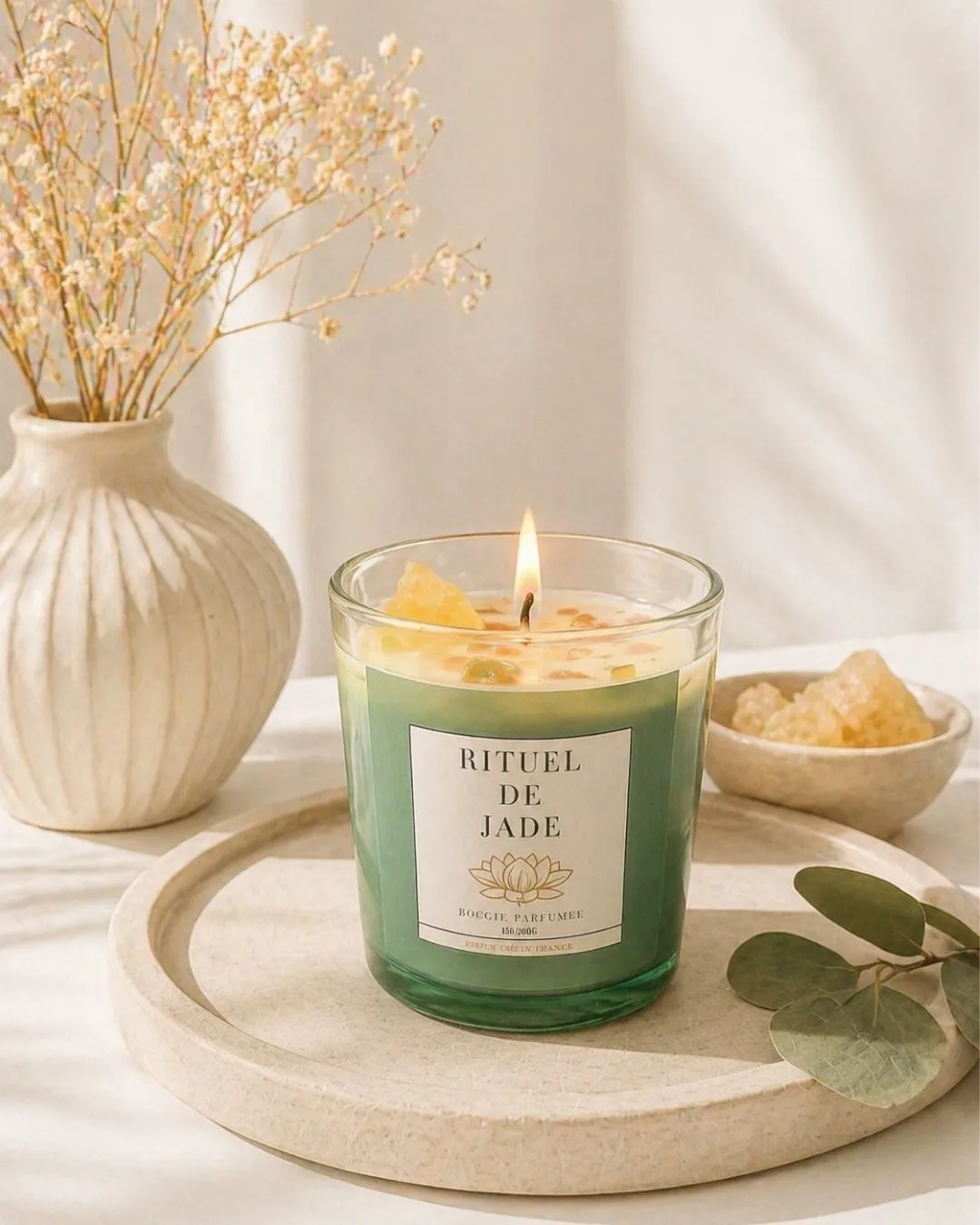 Bougie parfumée avec bijou à l'intérieur - Pierres de Jade - Cadeau idéal - Nio par N'importe où