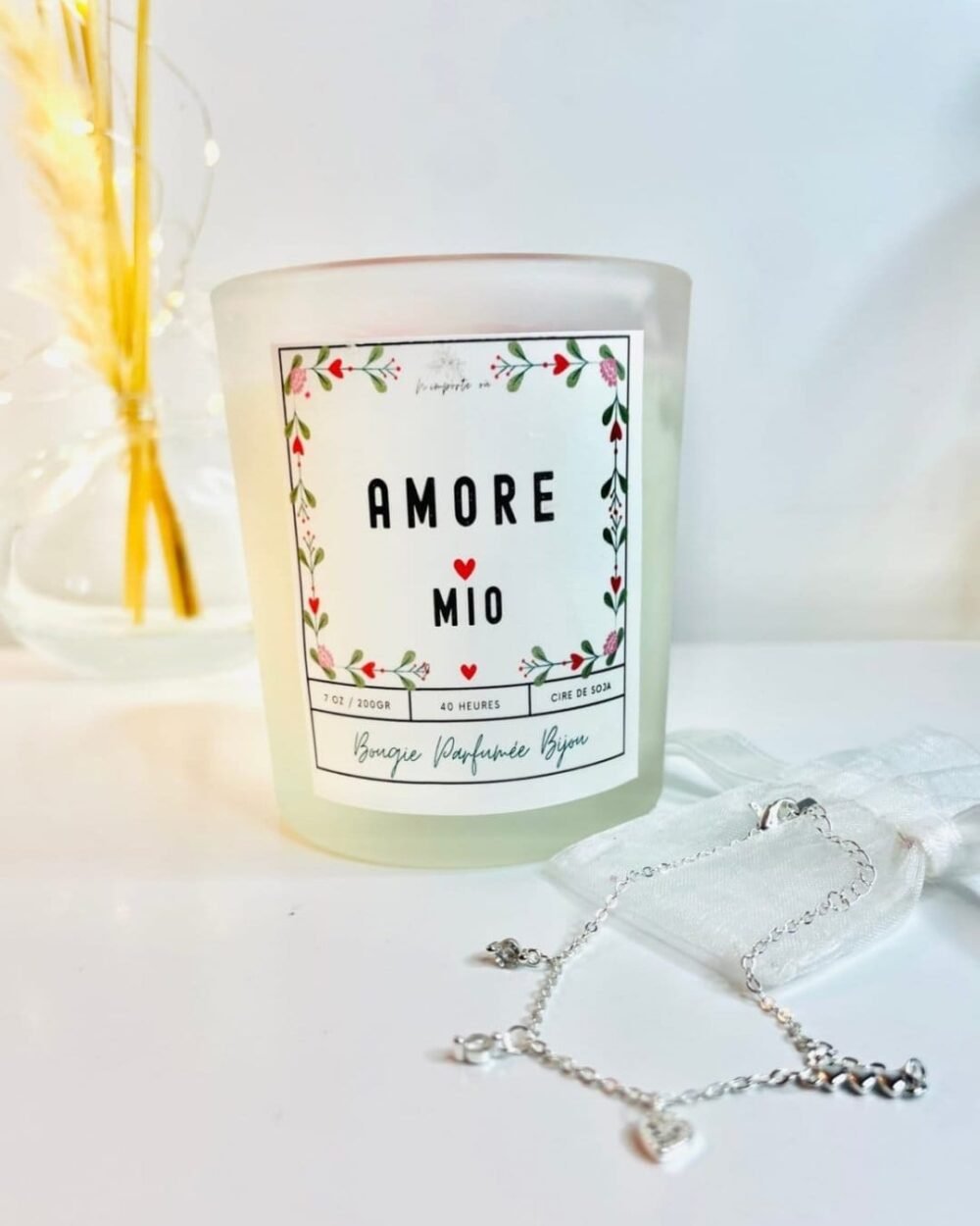 Bougie romantique Amore Mio - avec un bijou argenté - Niõ Bougie romantique Amore Mio - avec un bijou argenté - Niõ