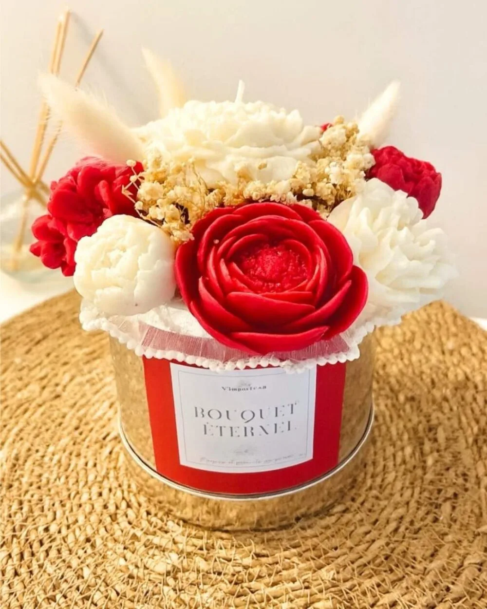 Bouquet de fleurs de cire parfumée Rose et Jasmin - Célébration - Cadeau parfait - Niõ