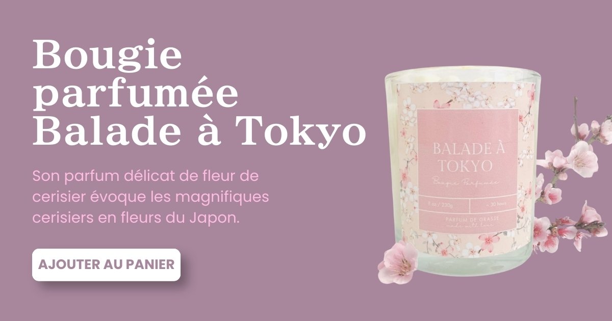 Bougie parfumée Balade à Tokyo à la fleur de cerisier - Recréer l’ambiance d’un Hanami chez soi – Votre propre jardin privée des cerisiers japonais 