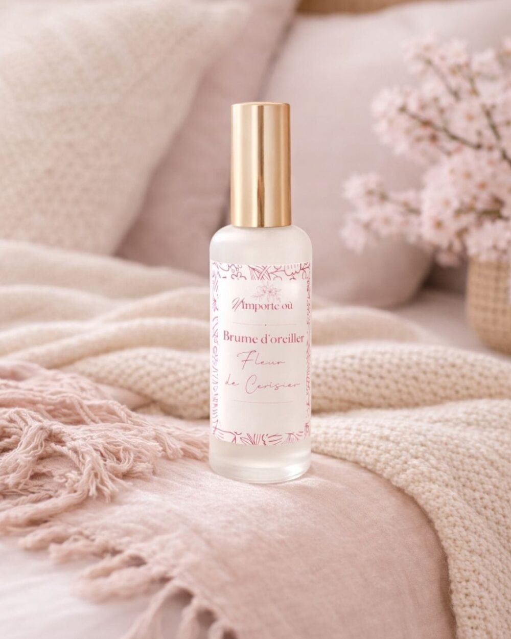 Brume d’oreiller Fleur de Cerisier - rituel de nuit - spray naturel - Niõ par N’importe où Brume d’Oreiller Fleur de Cerisier – Rituel Nuit Floral Délicat & Apaisant