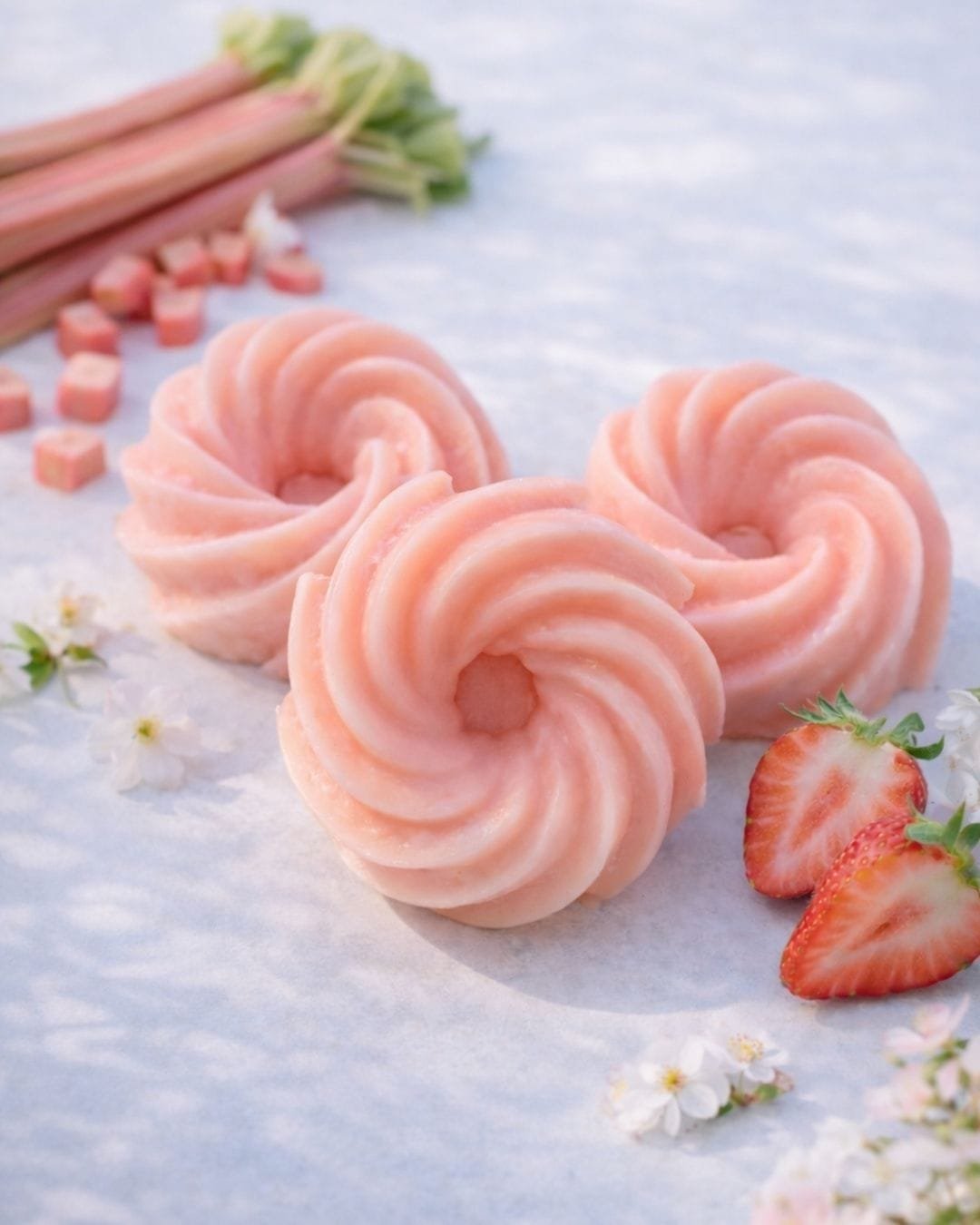 Fondants parfumés Fraise et Rhubarbe - fait main - cire végétale - Niõ par N'importe où Fondants parfumés Fraise et Rhubarbe - fait main - cire végétale - Niõ par N'importe où