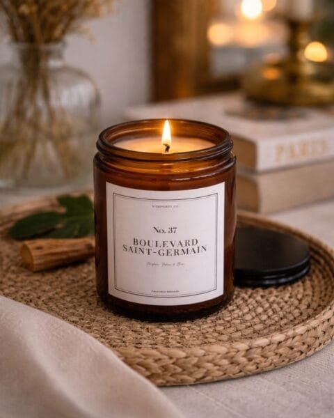 bougie parfumée - n37 bvd St Germain - pot en verre - meche bois - Niõ