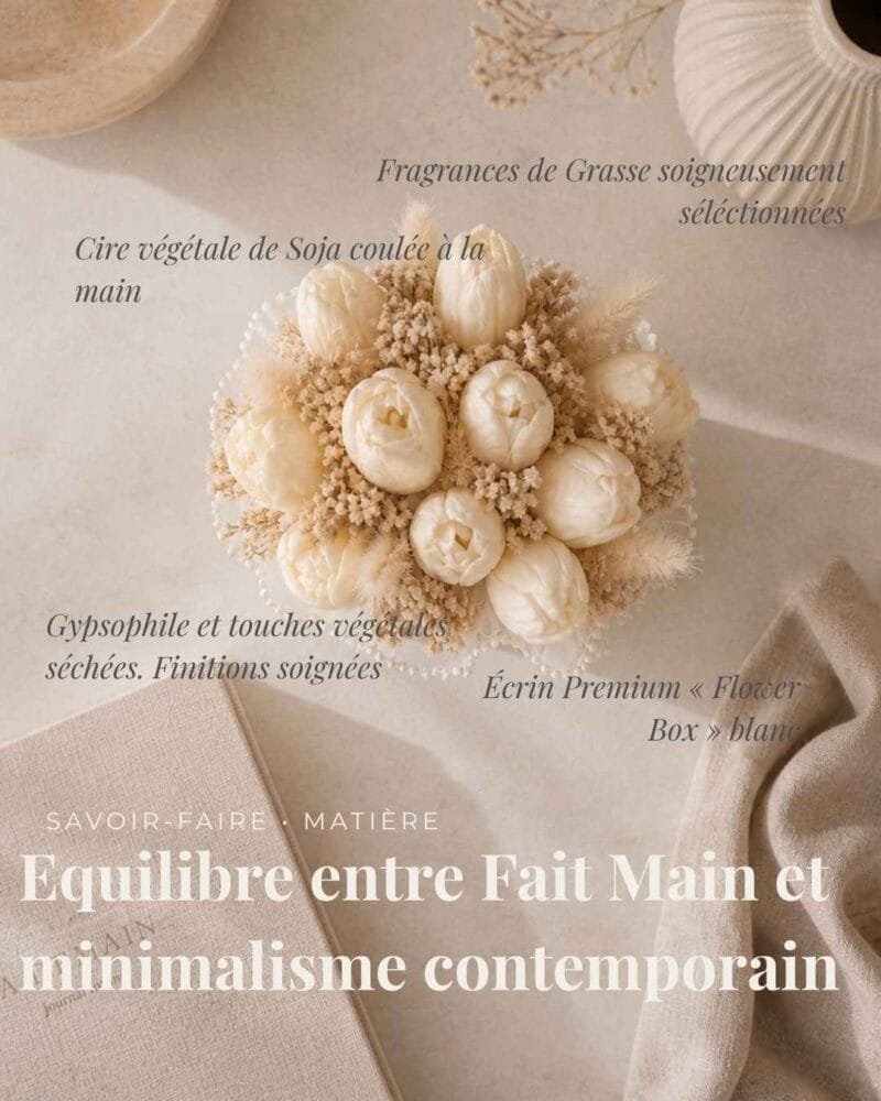 Bouquet en cire parfumée Douces Tulipes - équilibre entre Fait Main et minimalisme
