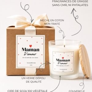 Idée Cadeau Fête des Mères - Bougie Parfumée Maman D’amour - Fait Main - Niõ Idée Cadeau Fête des Mères - Bougie Parfumée Maman D’amour - Fait Main - Niõ