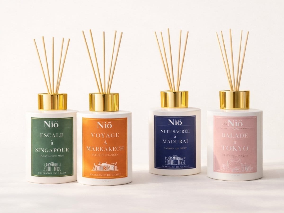 Catégorie de diffuseurs de parfum d'ambiance artisanaux fabrication française à la main - diffuseurs à batônnets - diffuseurs voiture - Niõ