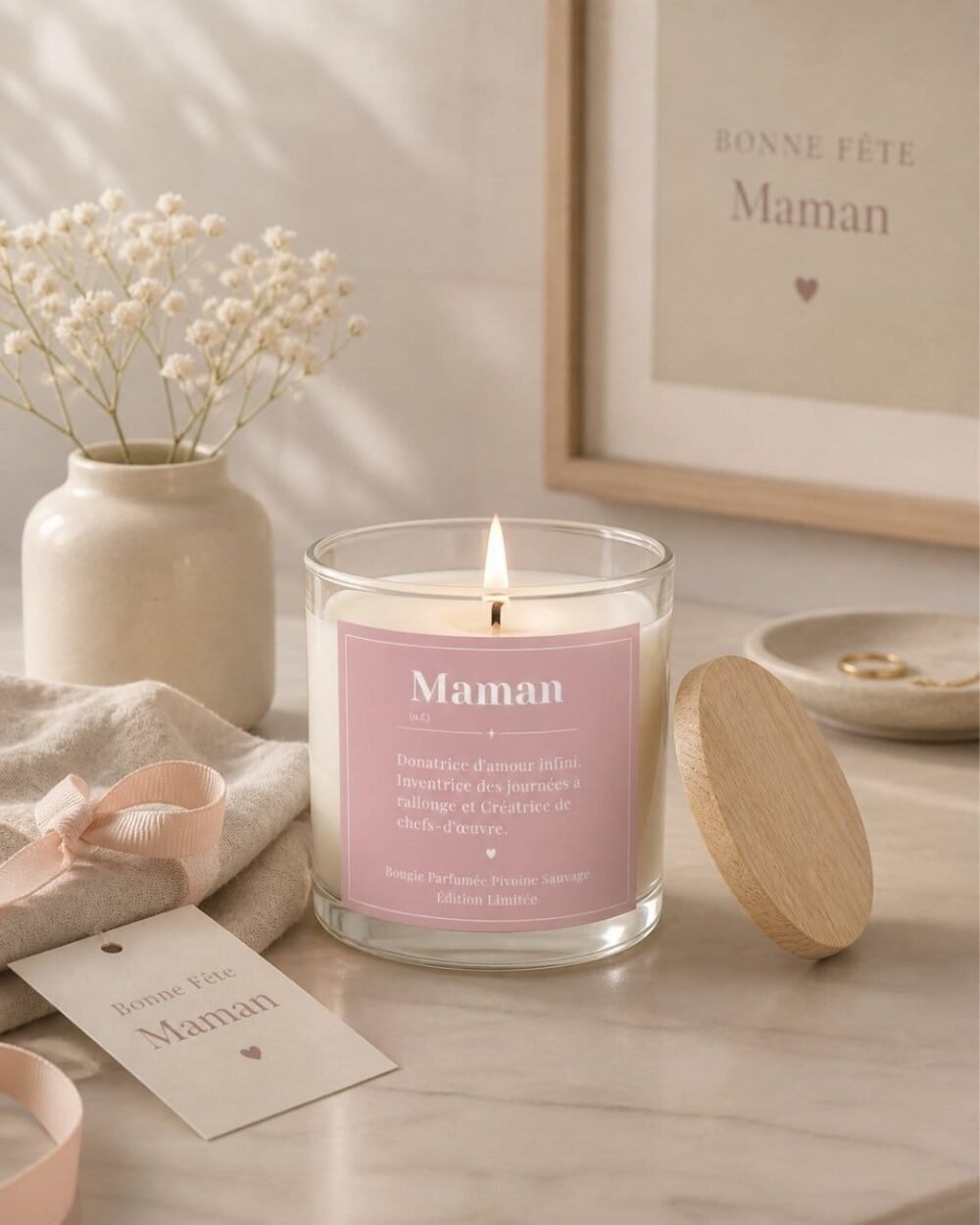 coffret jardin secret - bougie parfumée Fait Main - cire végétale - Lilas et Pivoine - Niõ Jardin Secret - Coffret Fête des Mères | Lilas Blanc & Pivoine Sauvage