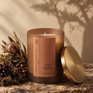 Bougie parfumée Terre Brûlée création originale de Niõ - collection Instinct Fauve